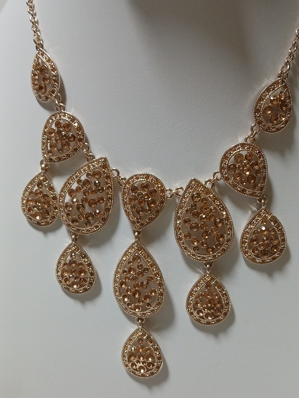 MONET Pink Gold Teardrop Statement Necklace - Women Jewelry